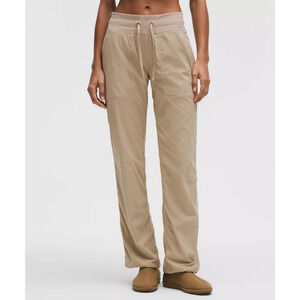 Lululemon Dance Studio Jogger Womens Pants 2 Beige Pockets Elastic Waist Logo